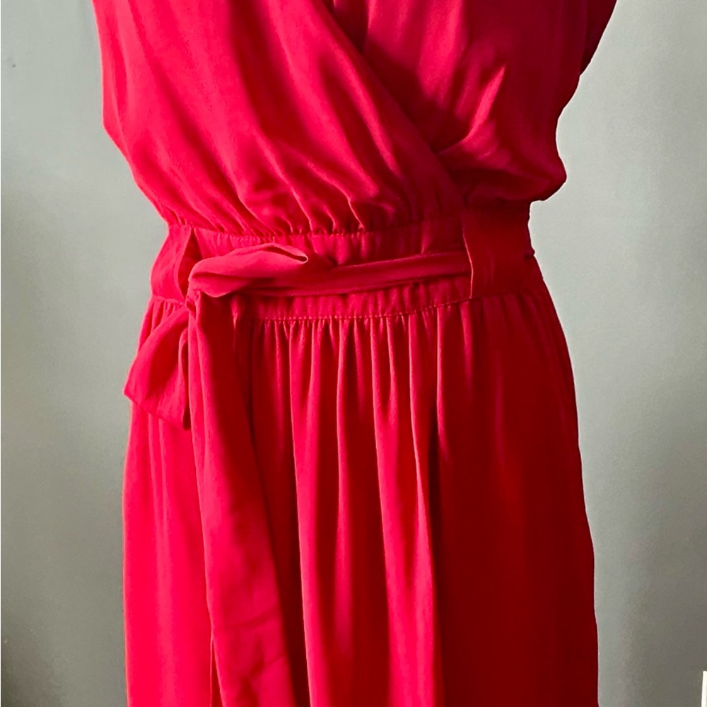 Women's Red Dress with Waist Tie